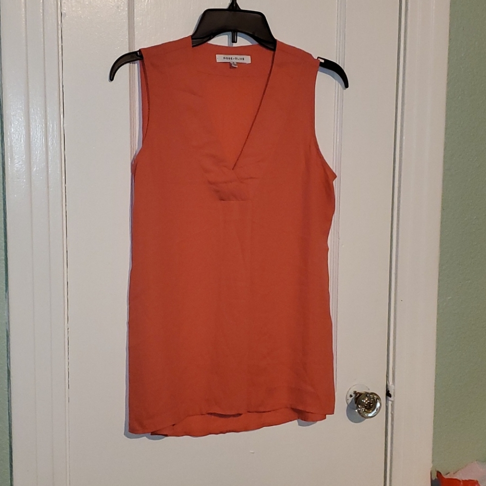 Rose + olive sleeveless blouse
